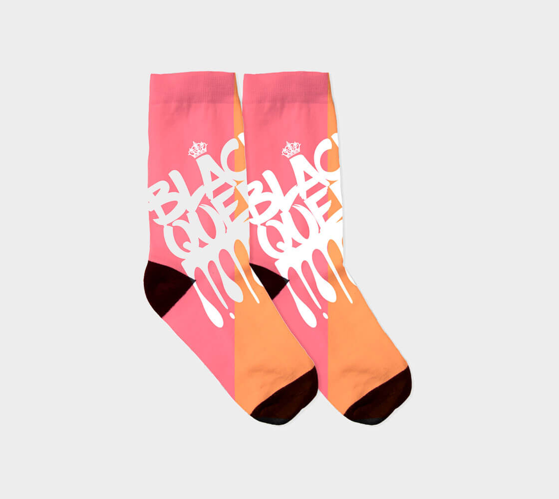 Black Queen v2 - Froly Pink/Crusta Orange Socks