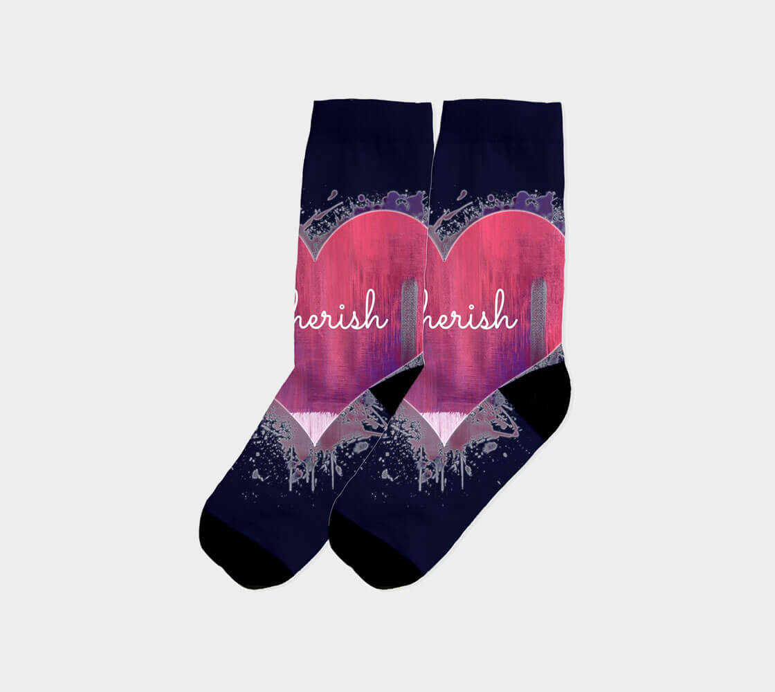 Love is in the Heart Cherish - Charcoal Socks