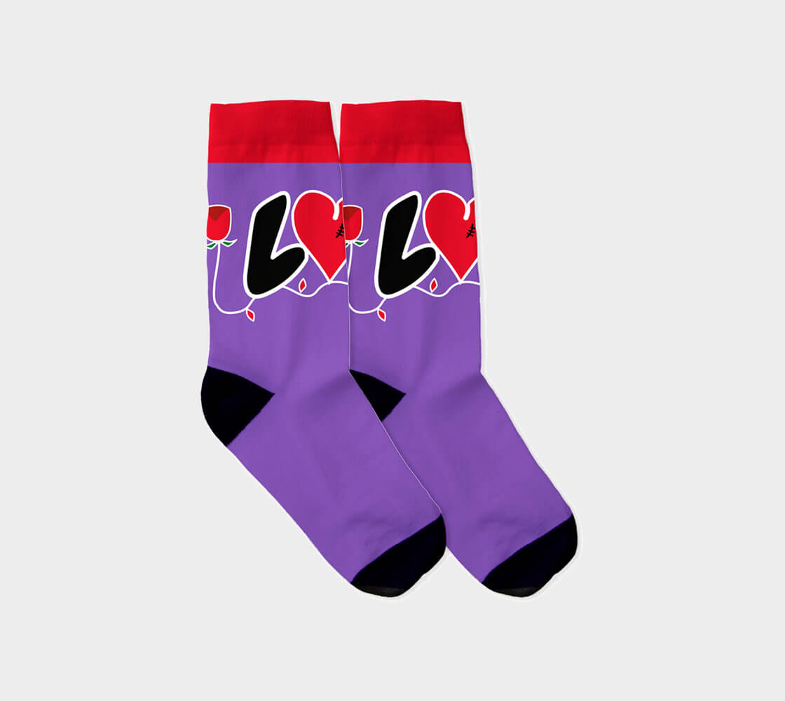 Love Rose - Purple/Charcoal Socks