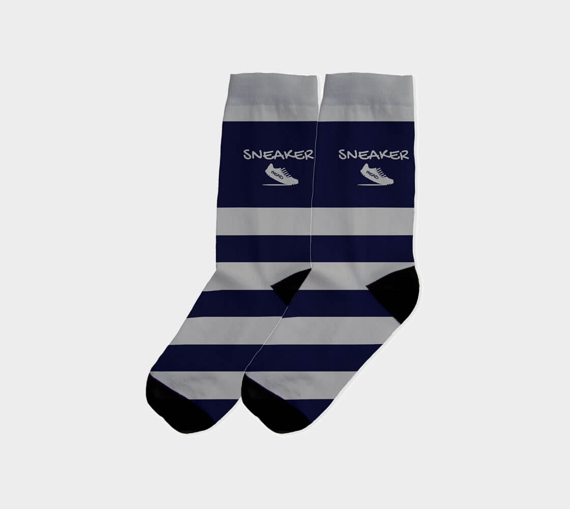 Sneakerhead v2 Stripes - Slate/Dark Blue Socks