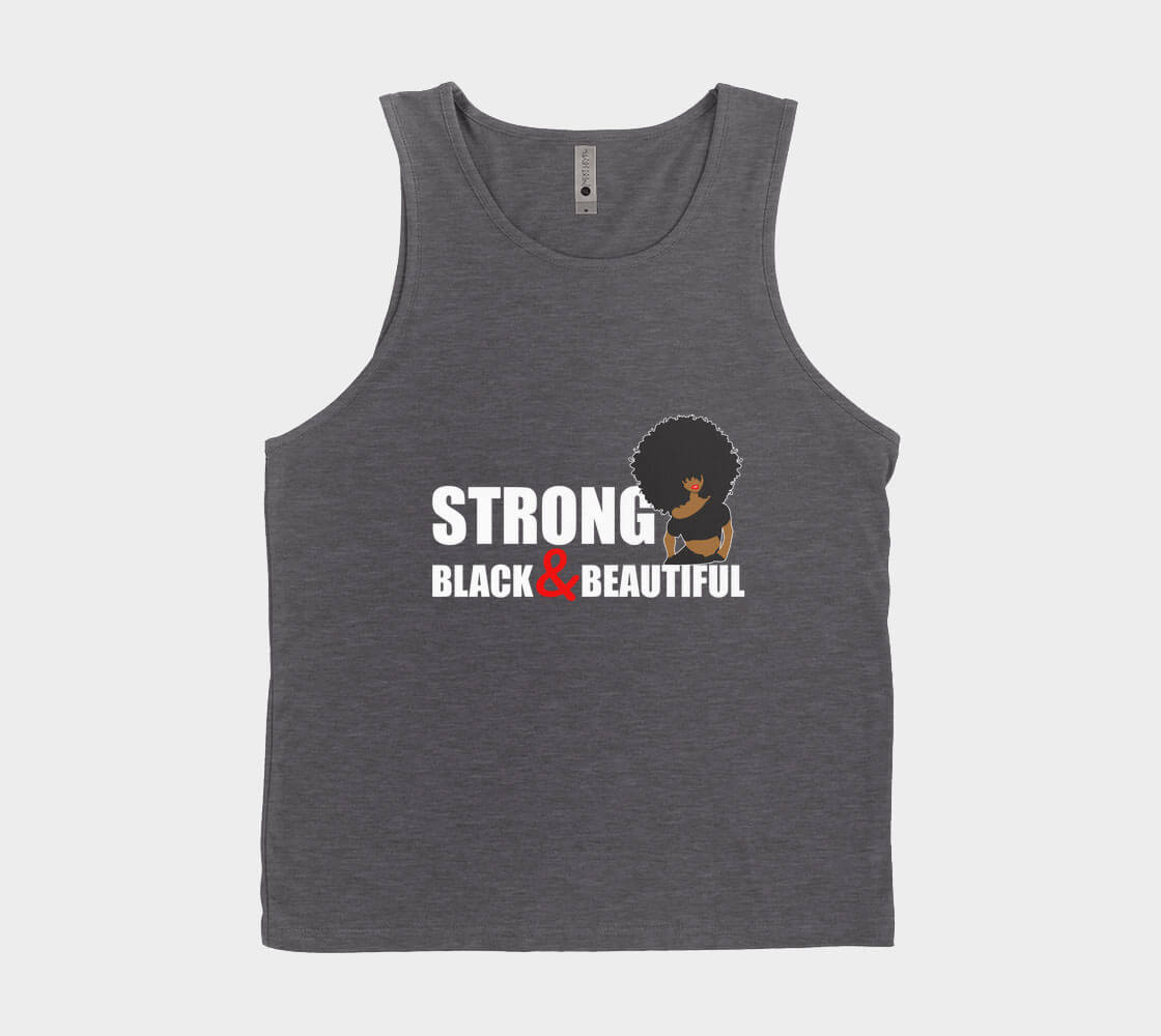 Strong Black and Beautiful (Afro) - Charcoal Tank Top.