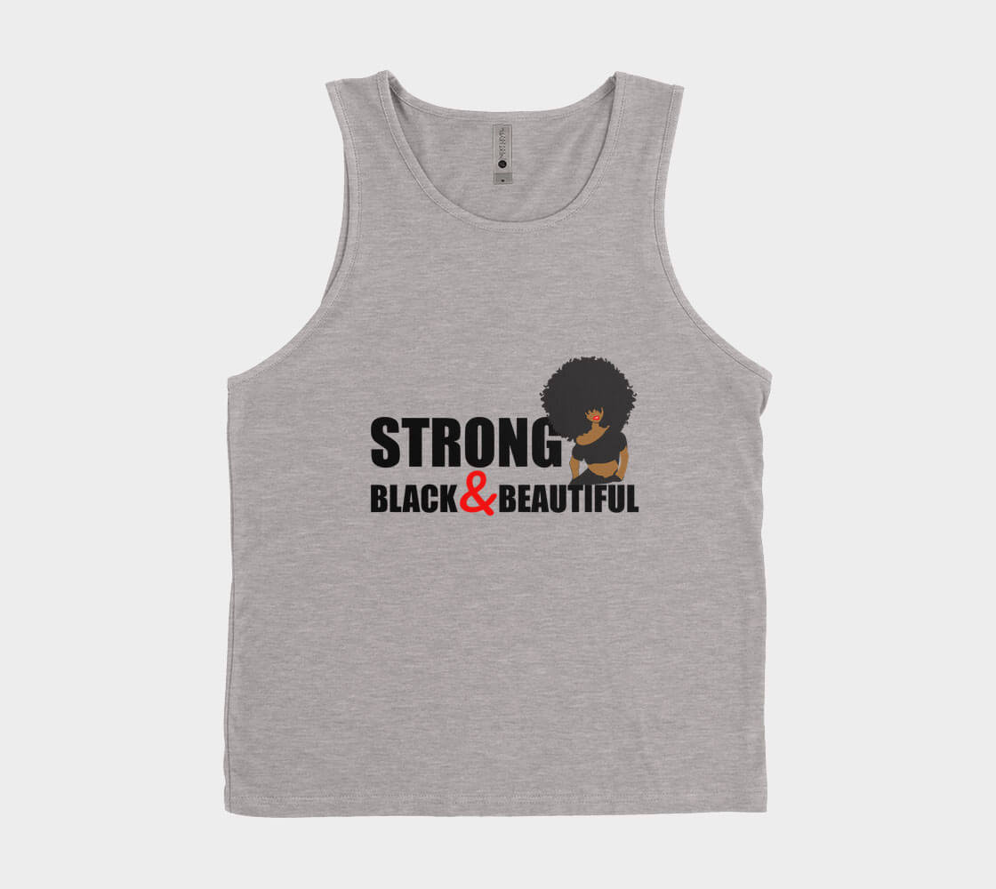 Strong Black and Beautiful (Afro) - Dark Heather Tank Top.