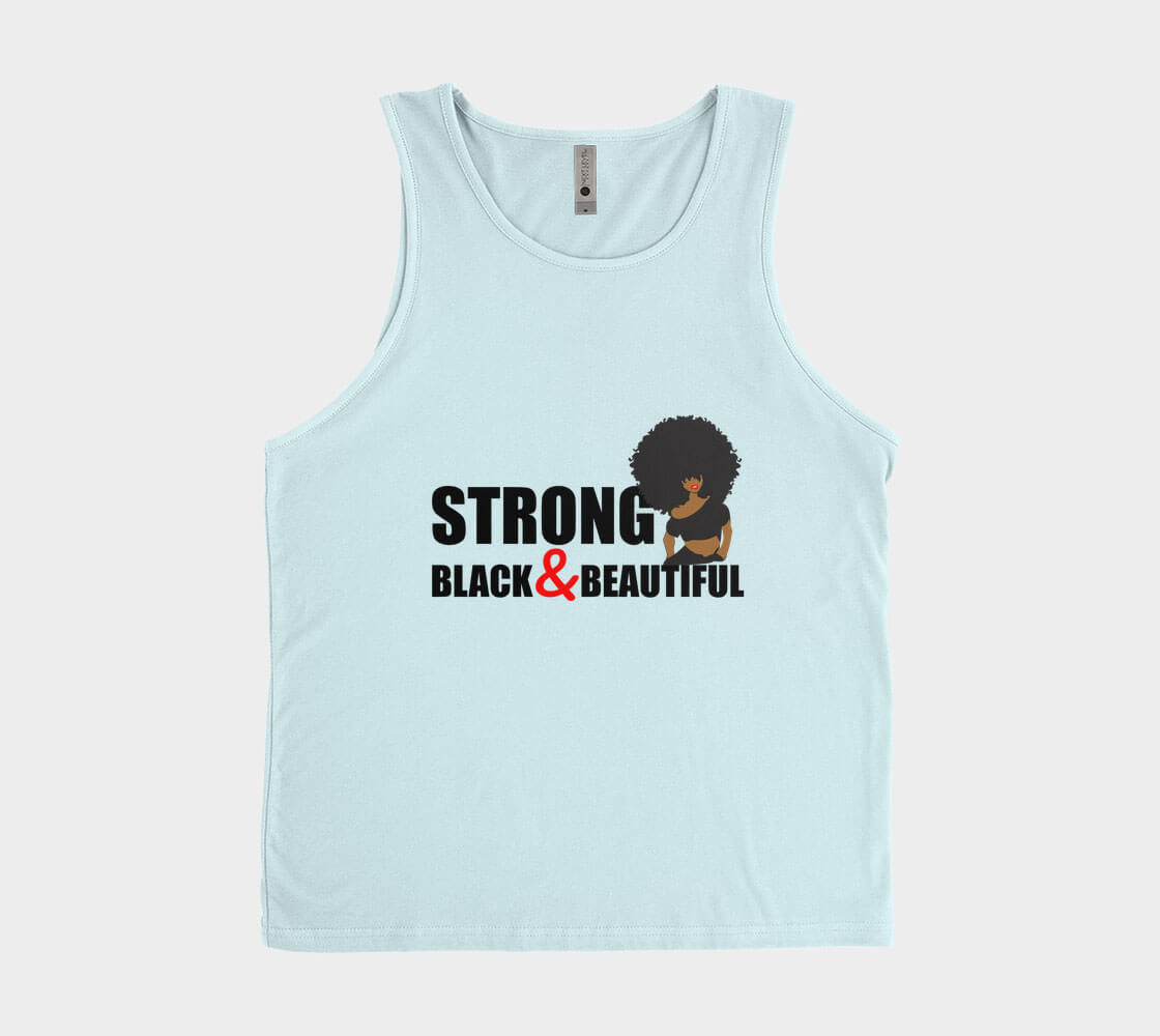 Strong Black and Beautiful (Afro) - Ice Blue Tank Top.