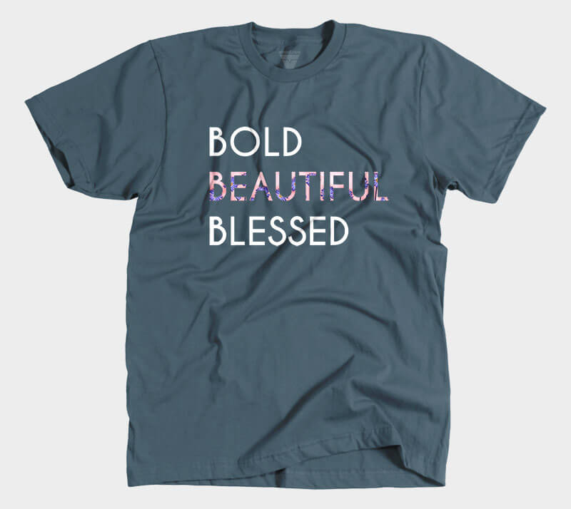 Bold Beautiful Blessed - Indigo tee