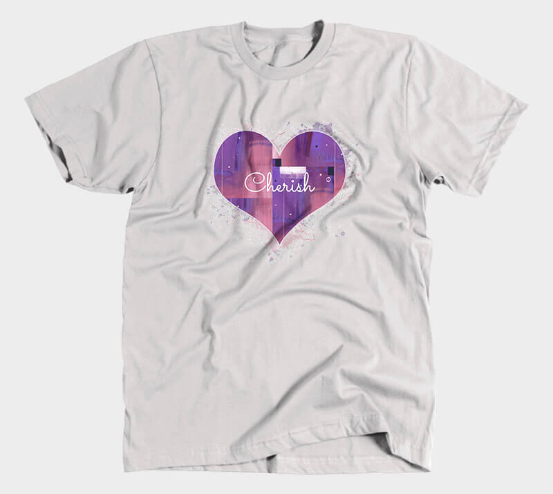 Love is in the Heart v1 - Cherish - Heather Grey tee