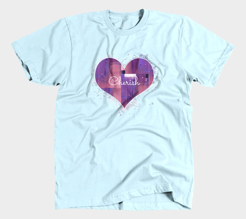 Love is in the Heart v1 - Cherish - Light Blue tee