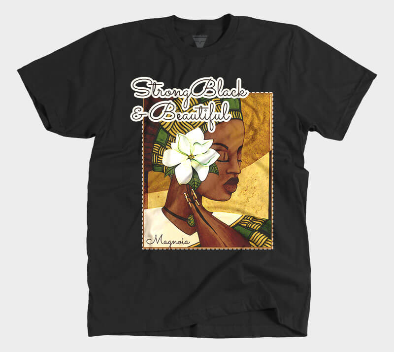 Strong Black and Beautiful Magnolia - Black tee