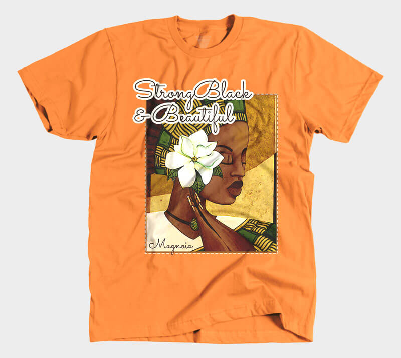 Strong Black and Beautiful Magnolia - Orange tee