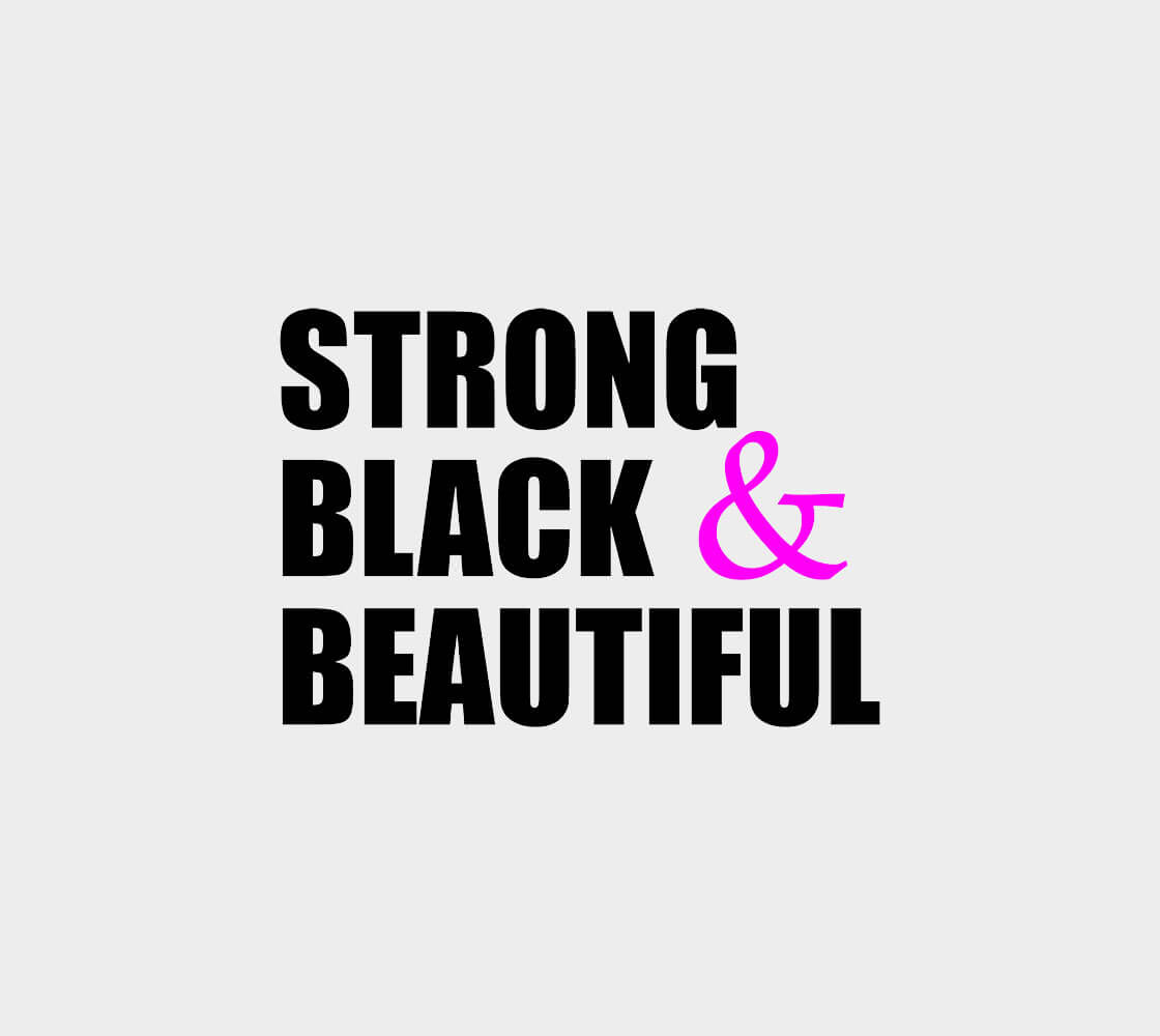 Strong Black and Beautiful Words Only T-Shirt Zoomed