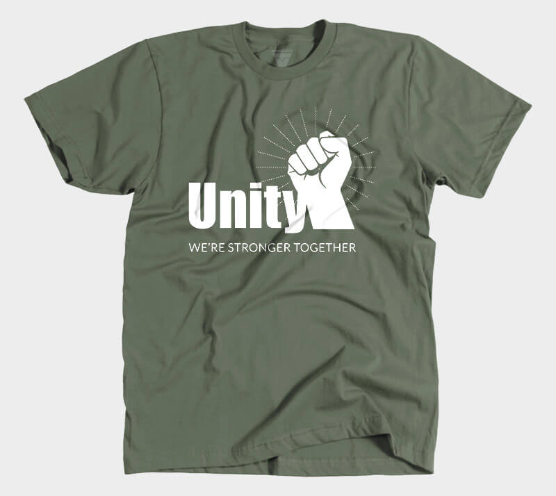 Unity Stronger Together - Military Green tee